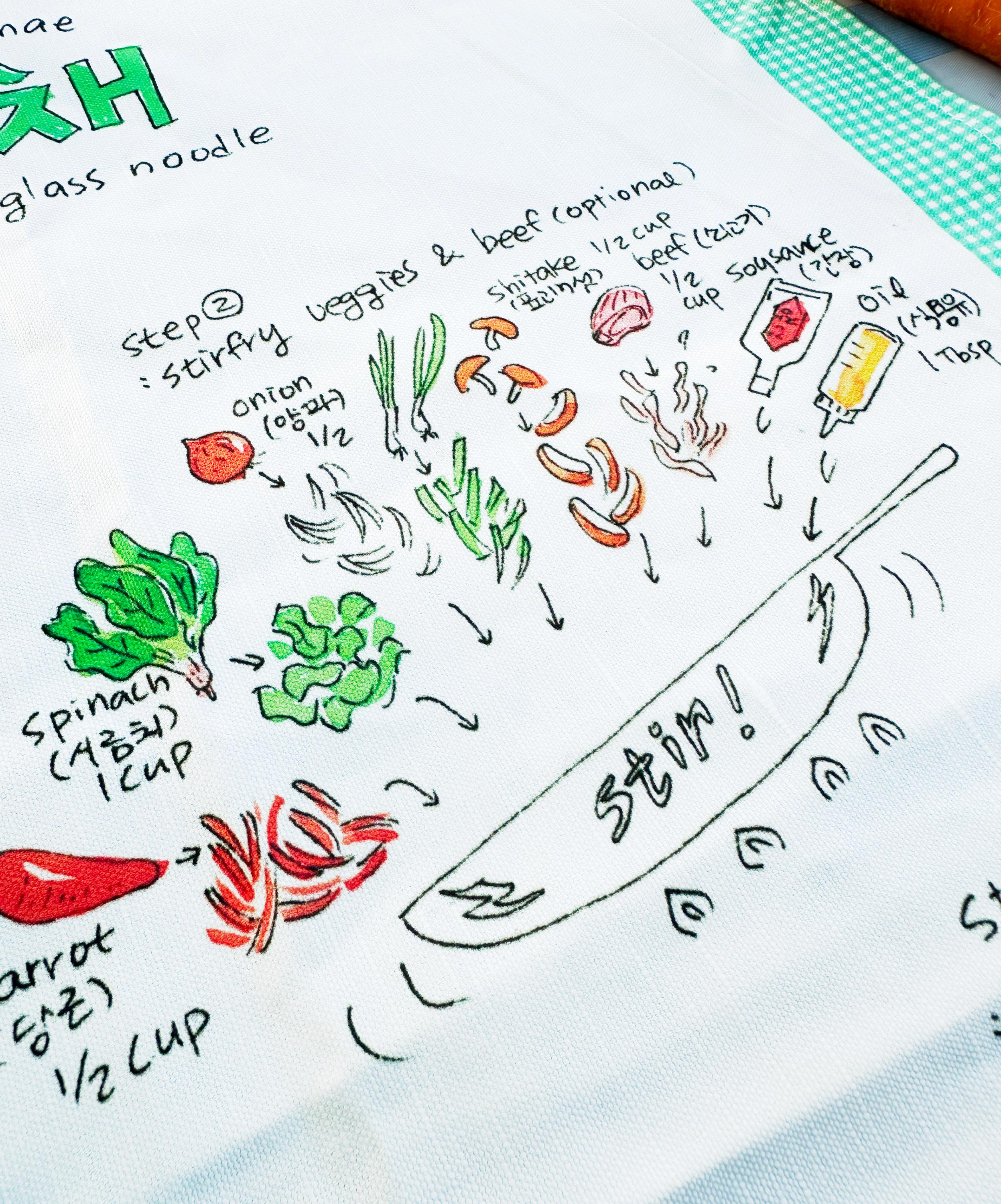 Jabchae (잡채) Recipe Kitchen Towel