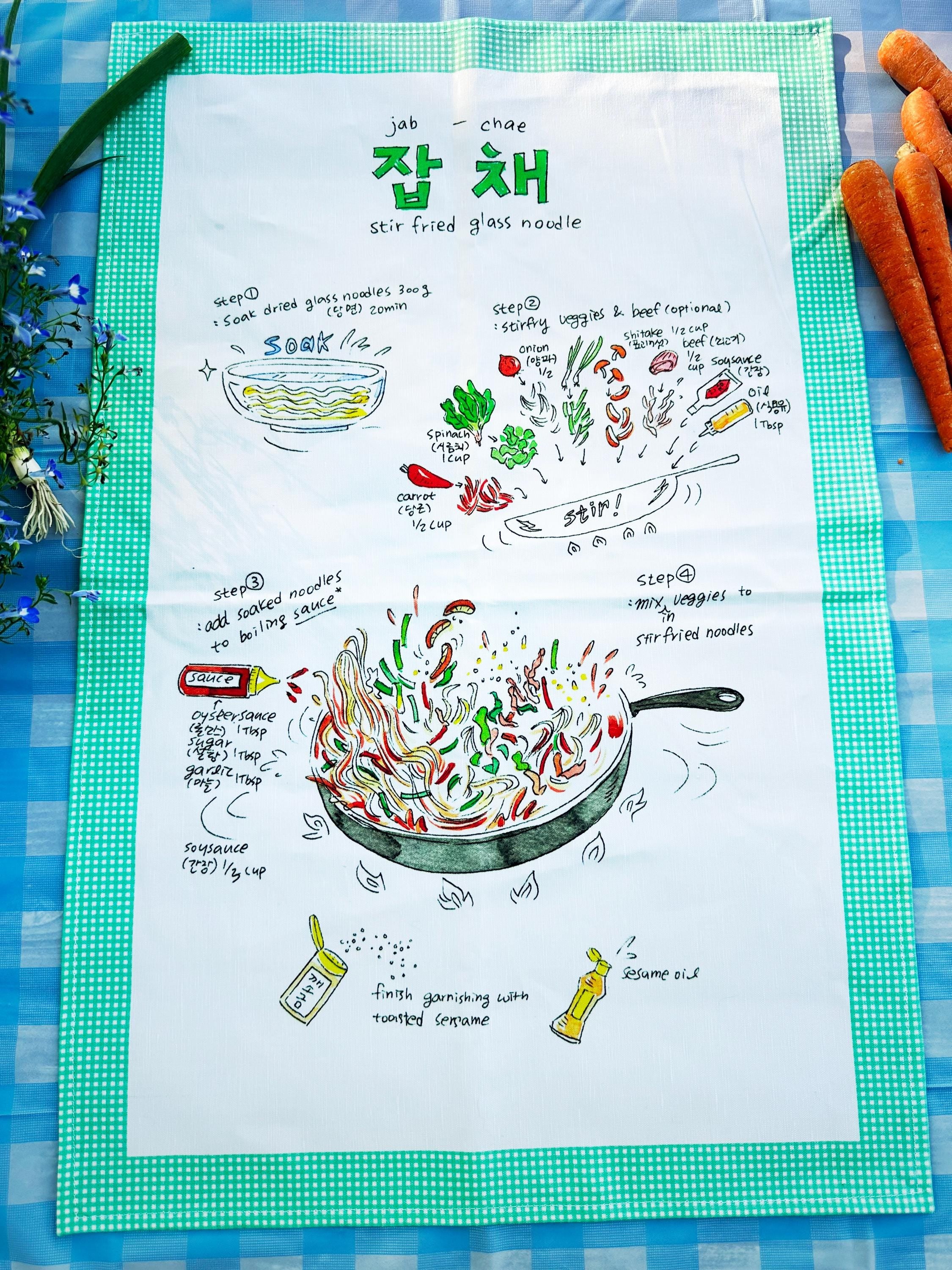 Jabchae (잡채) Recipe Kitchen Towel