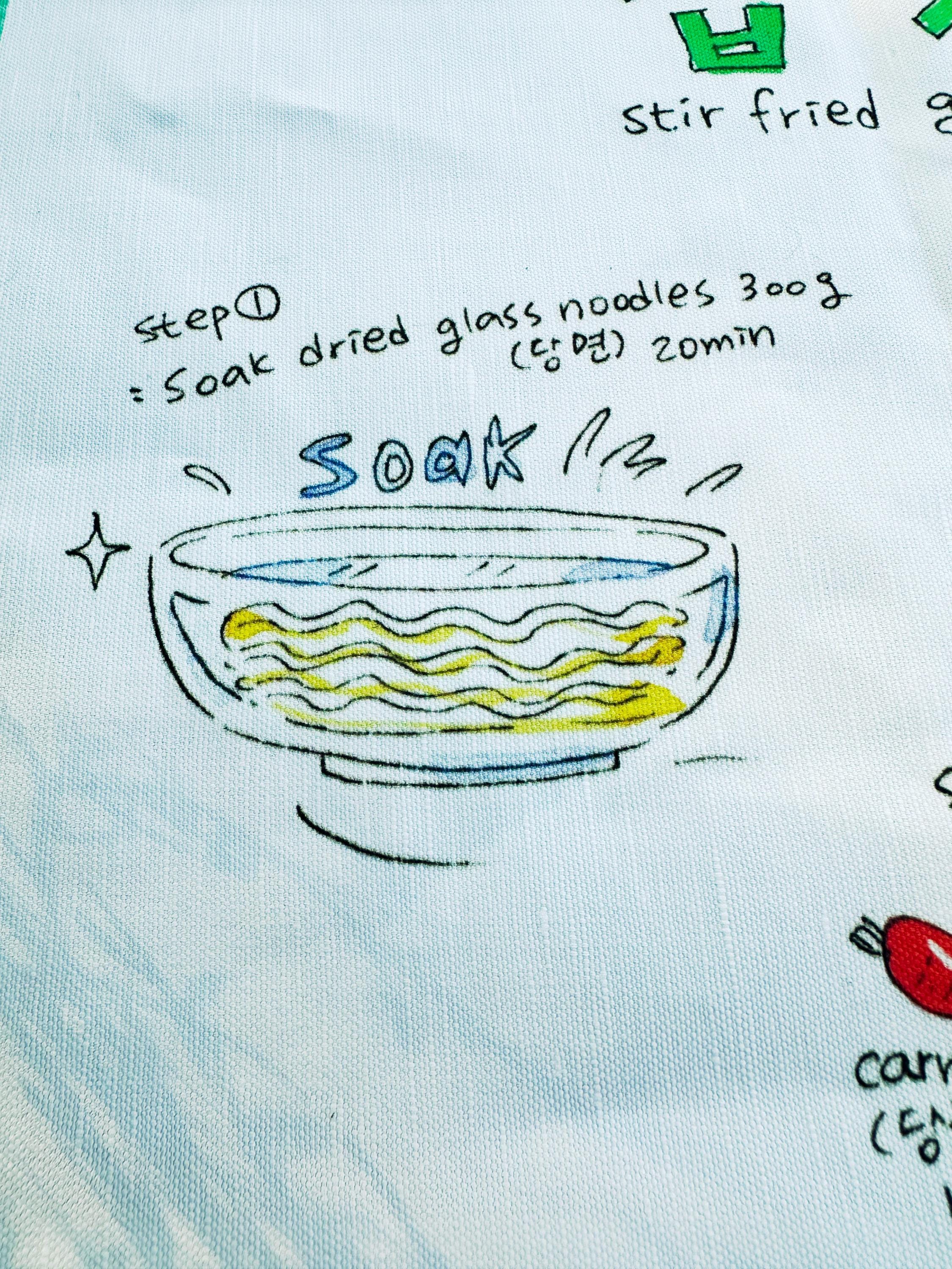 Jabchae (잡채) Recipe Kitchen Towel