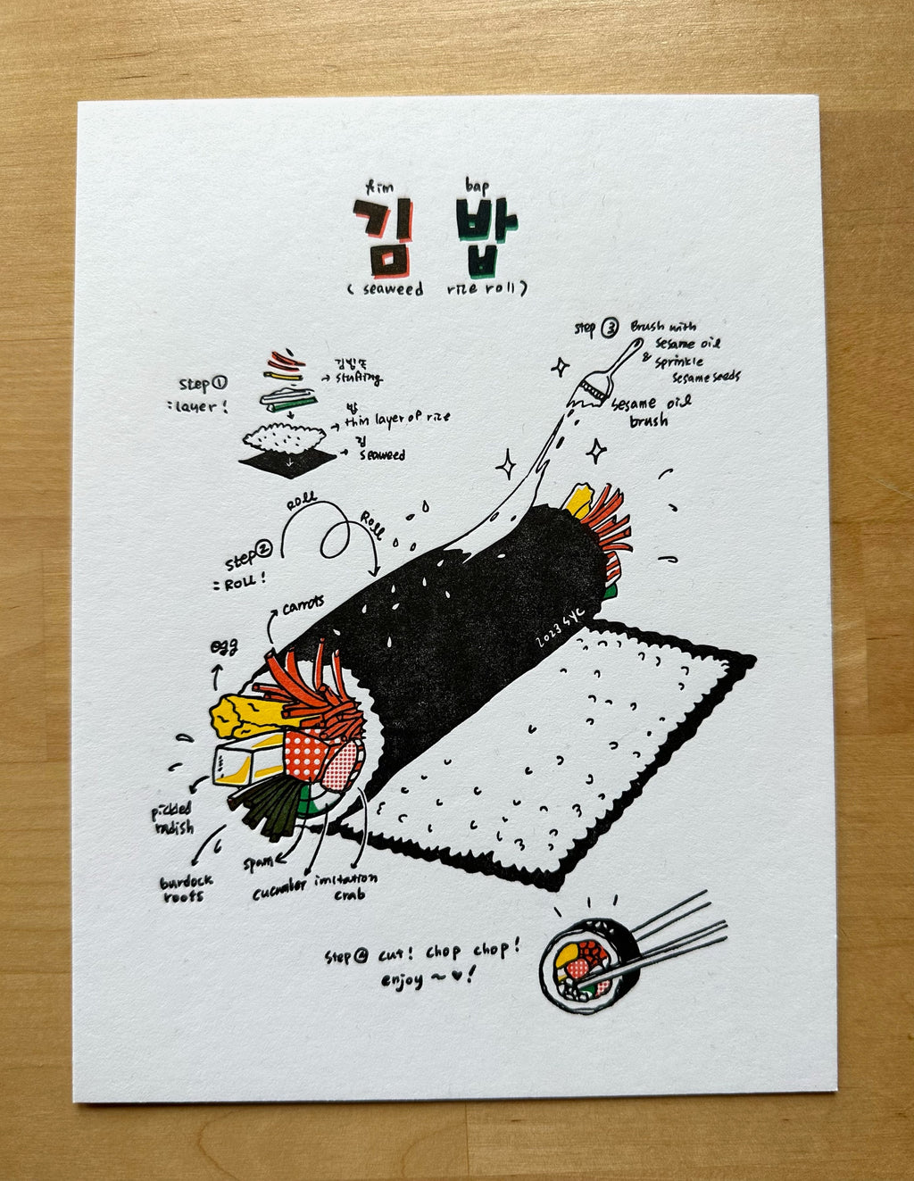 Gimbap (김밥) Letter Press Print