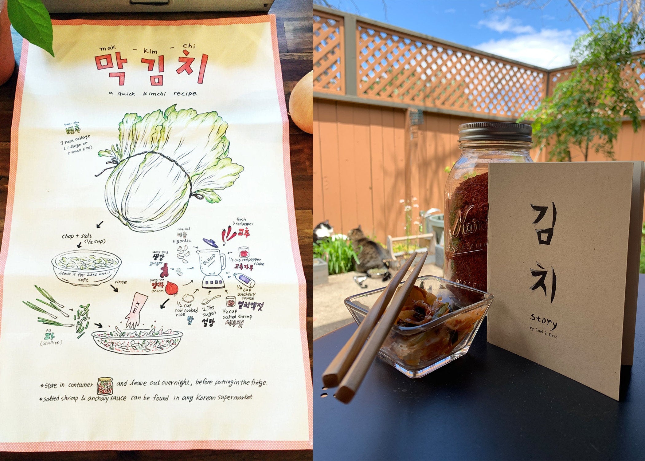 Kimchi ( 김치 ) Recipe Kitchen Towel & Comic Bundle